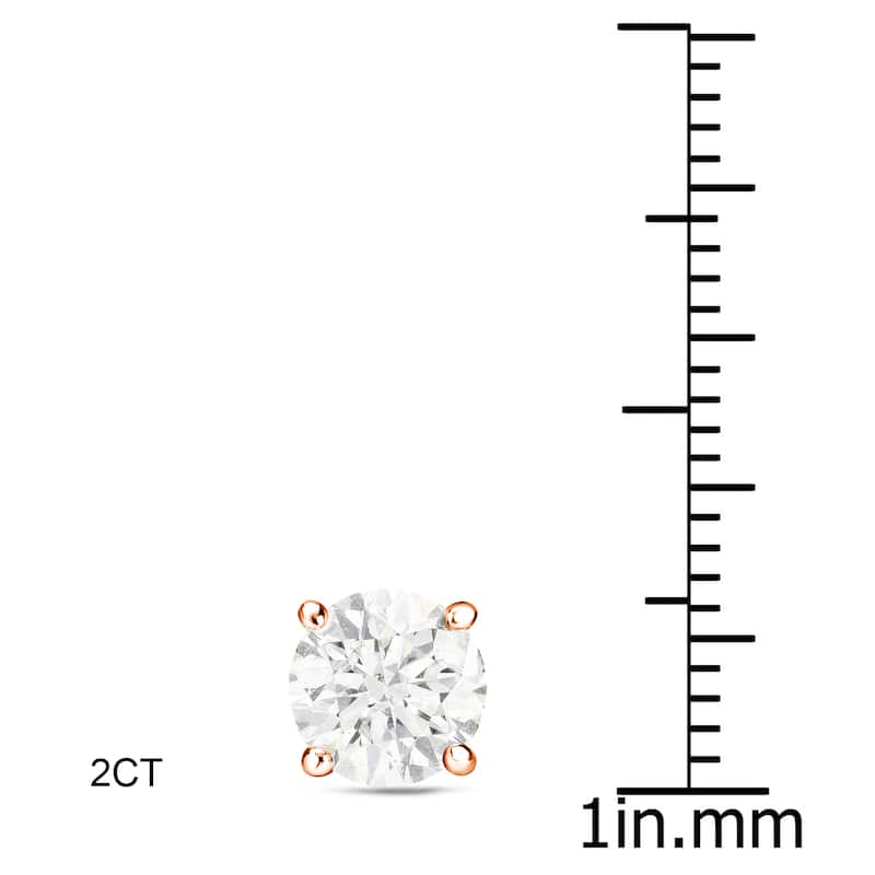 Auriya 1 to 2 carat TW Certified Round Diamond Stud Earrings 14k Rose Gold (H-I, SI1-SI2) - H-I, SI1-SI2