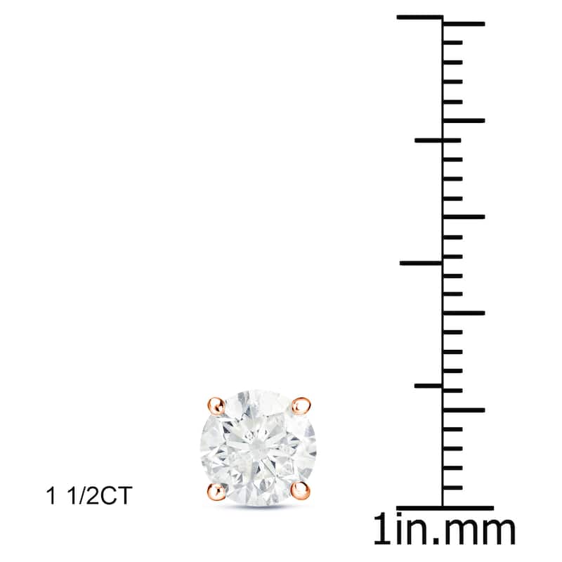 Auriya 1 to 2 carat TW Certified Round Diamond Stud Earrings 14k Rose Gold (H-I, SI1-SI2) - H-I, SI1-SI2