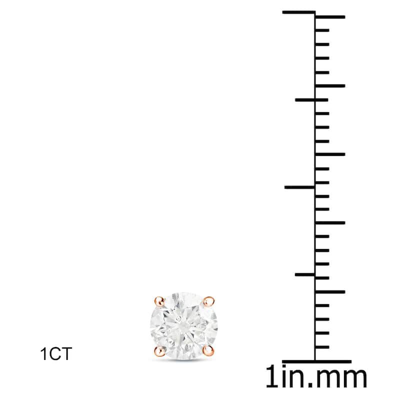 Auriya 1 to 2 carat TW Certified Round Diamond Stud Earrings 14k Rose Gold (H-I, SI1-SI2) - H-I, SI1-SI2