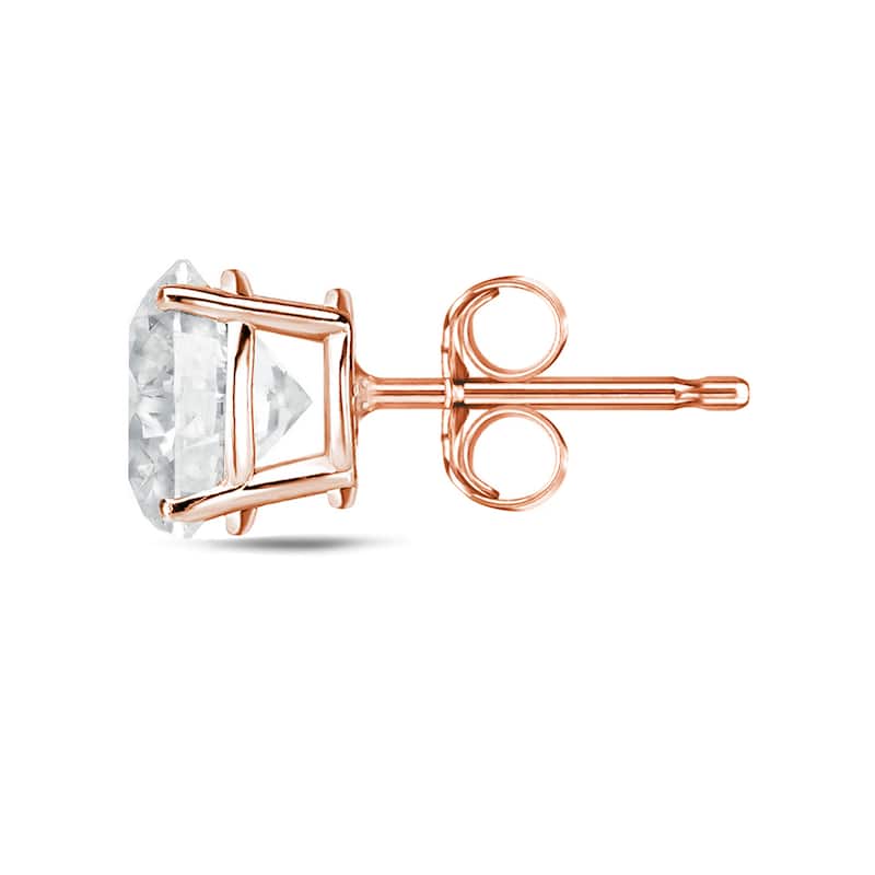 Auriya 1 to 2 carat TW Certified Round Diamond Stud Earrings 14k Rose Gold (H-I, SI1-SI2) - H-I, SI1-SI2