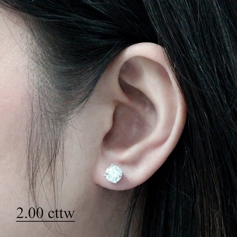 Auriya 1 to 2 carat TW Certified Round Diamond Stud Earrings 14k Rose Gold (H-I, SI1-SI2) - H-I, SI1-SI2