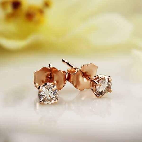 14k Rose Gold 1 4 To 3 4ct Tdw Round Diamond Stud Earrings By 14k Rose Gold 1 4 To 3 4ct Tdw Round Diamond Stud Earrings By