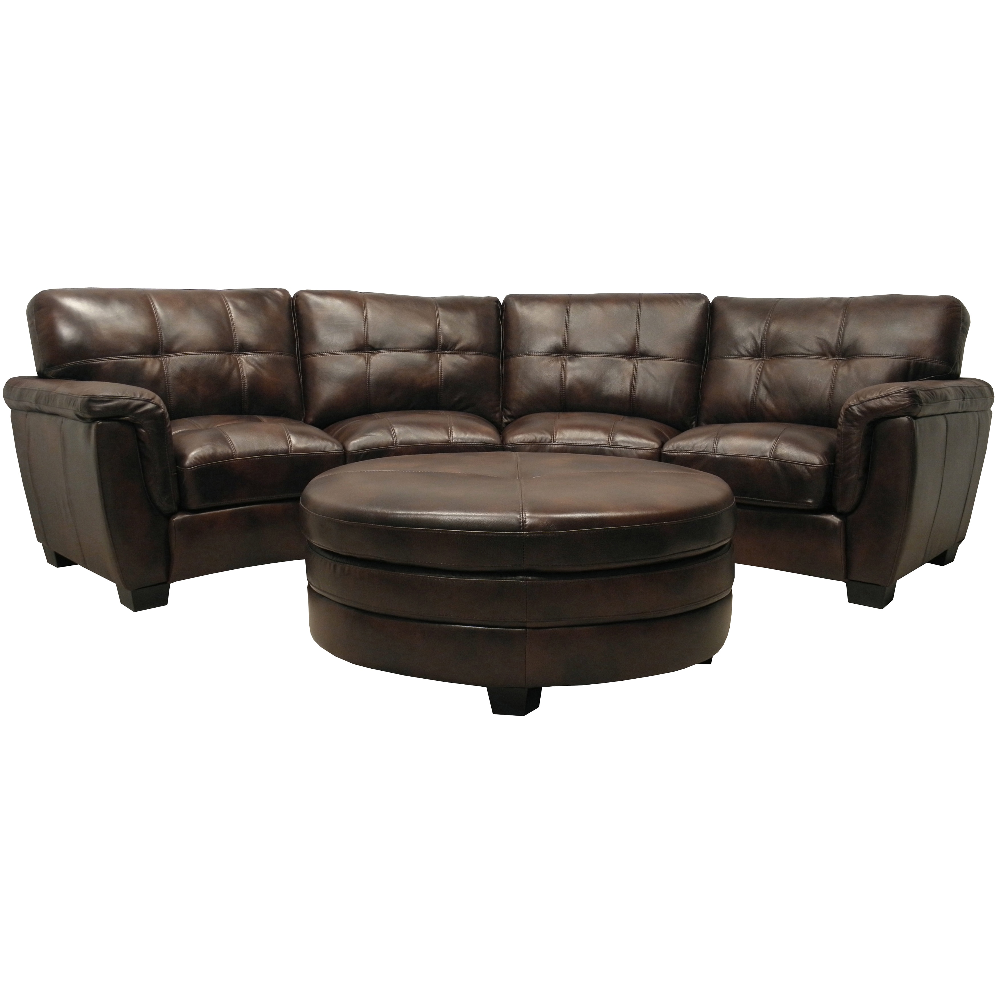 Beck Chocolate Brown Italian Leather Curved Sectional Sofa And Ottoman