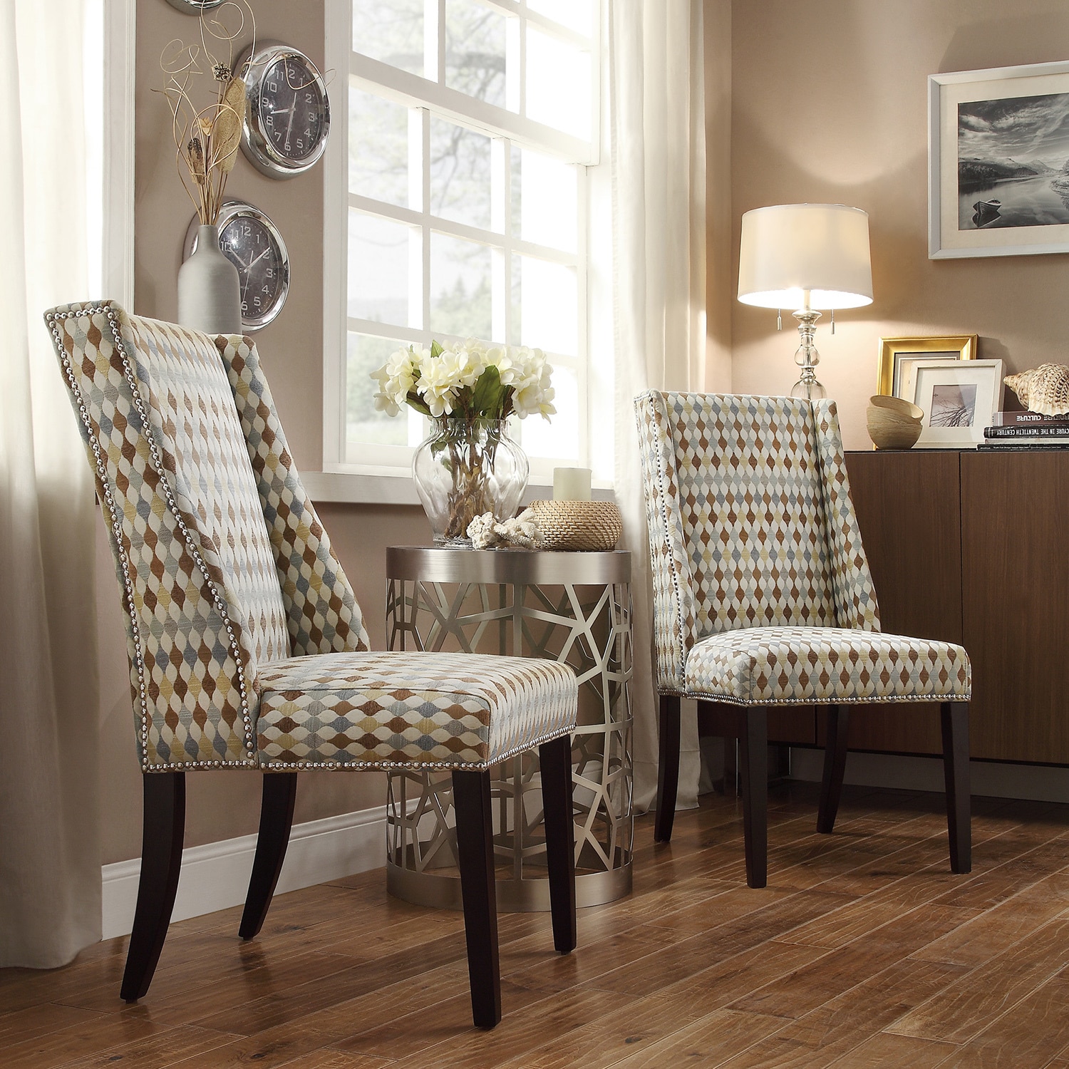 Inspire Q Geneva Diamond Impressions Wingback Hostess Chairs (set Of 2)