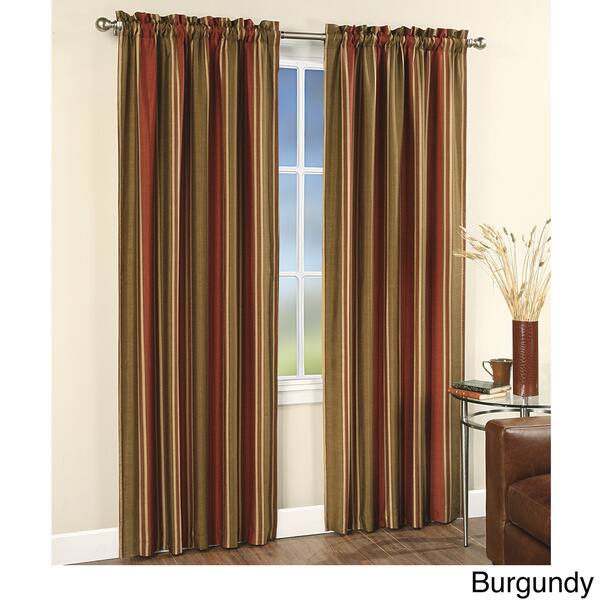 Shop Faux Silk Stripe Rod Pocket 84 Inch Curtain Panel Pair 42 X