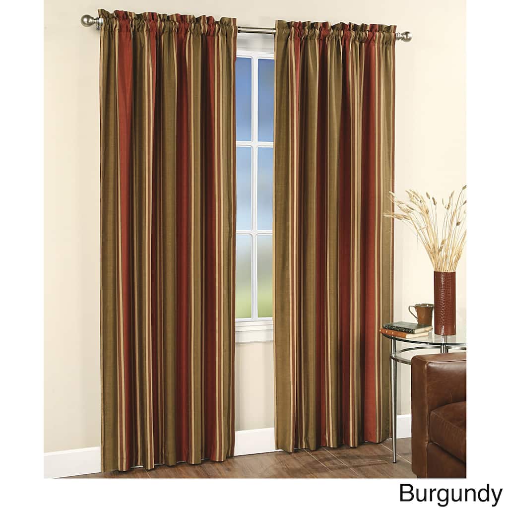 Faux Silk Stripe Rod Pocket 84-inch Curtain Panel Pair - 42 x 84