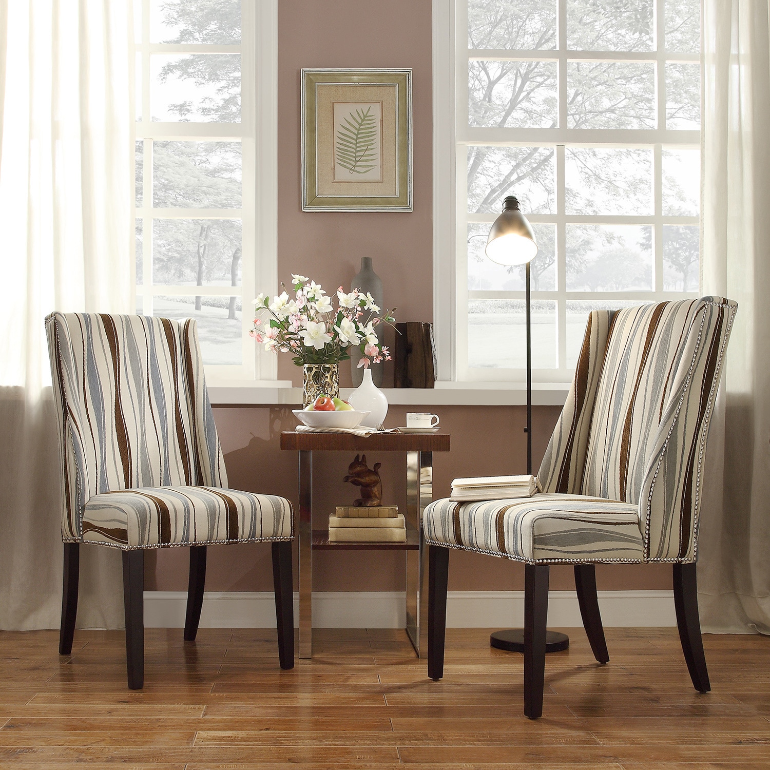 Inspire Q Geneva Vertical Wavy Stripe Wingback Hostess Chairs (set Of 2)