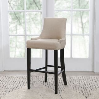 Abbyson Newport 30 Inch Grey Fabric Nailhead Trim Bar Stool Free Abbyson Newport Ivory Fabric Nailhead Trim Bar Stool