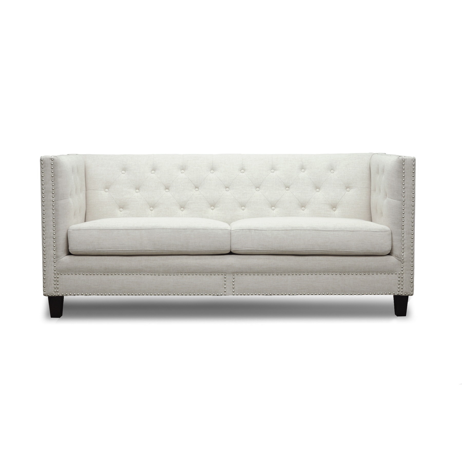 Baxton Studio Parkis Beige Linen Button Tufted Sofa