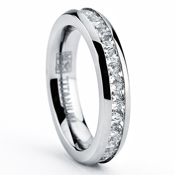 Titanium Princess-cut Cubic Zirconia Eternity Ring - Free Shipping On ...