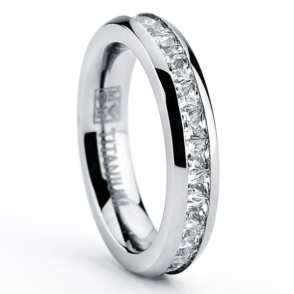 Titanium Princess-cut Cubic Zirconia Eternity Ring - Free Shipping On ...