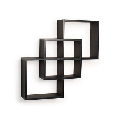 Intersecting Squares Decorative Black Wall Shelf