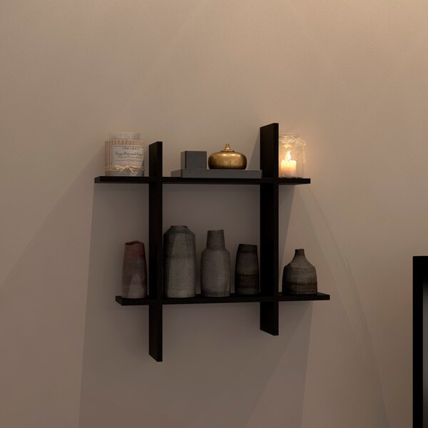 Asymmetric Black Laminate Square Floating Wall Shelf Free Shipping On