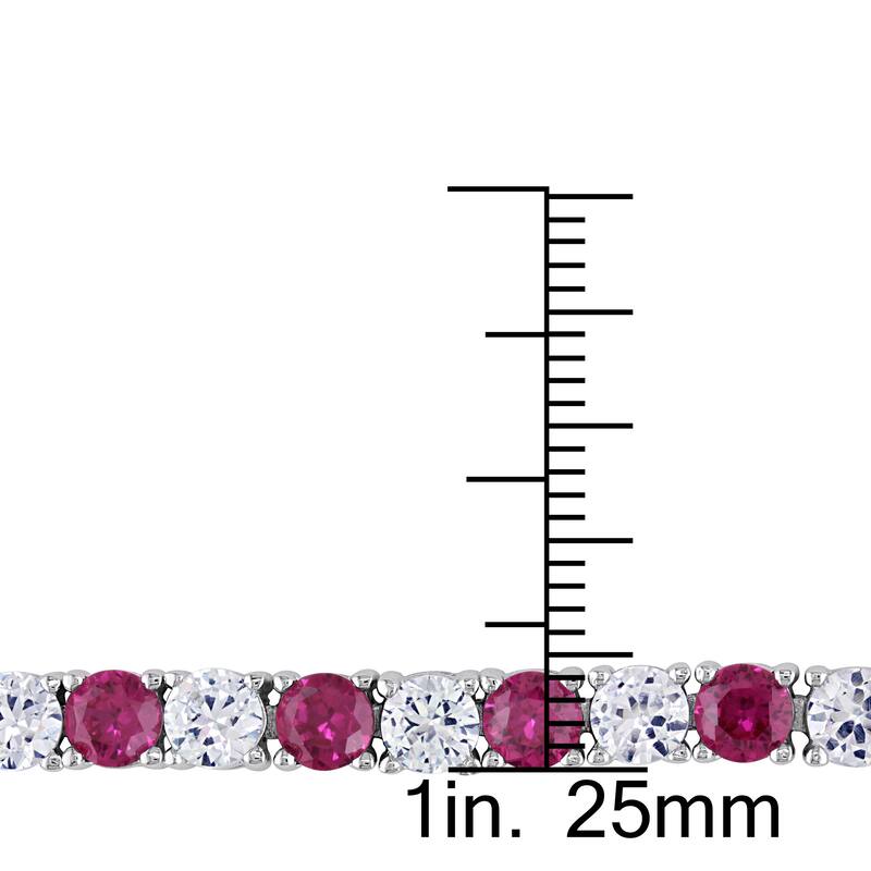 Miadora Sterling Silver Created White Sapphire and Ruby Tennis Bracelet