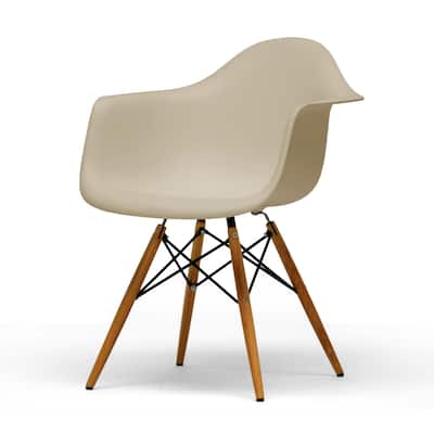 Pascal Beige Plastic Mid-Century Modern Shell Chairs (Set of 2)