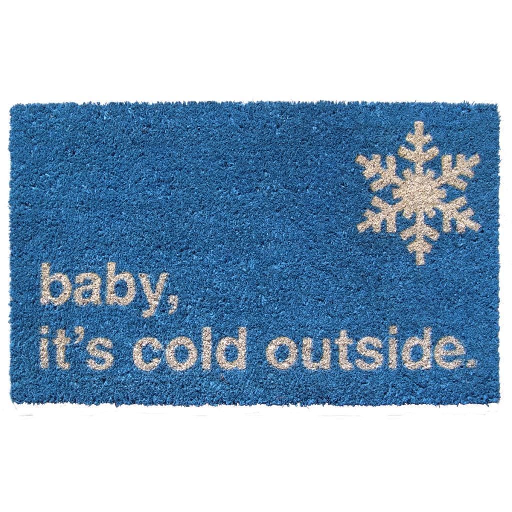 Baby Its Cold Blue Coir Non slip Doormat (15 X 24)