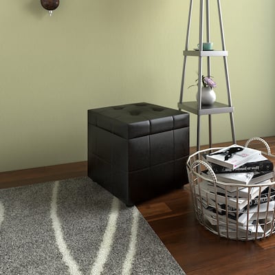 Porch & Den Robinson Tufted Leatherette Ottoman