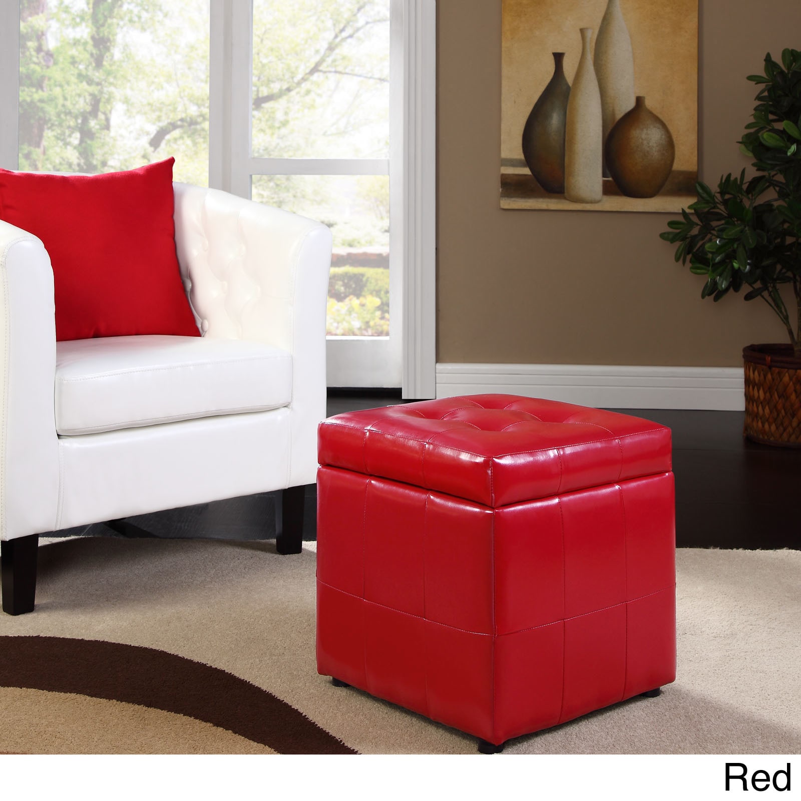 Volt Tufted Leatherette Ottoman