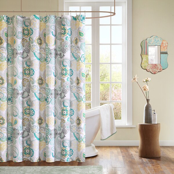 Shop Mi Zone Lucia Contemporary Microfiber Shower Curtain - Free ...