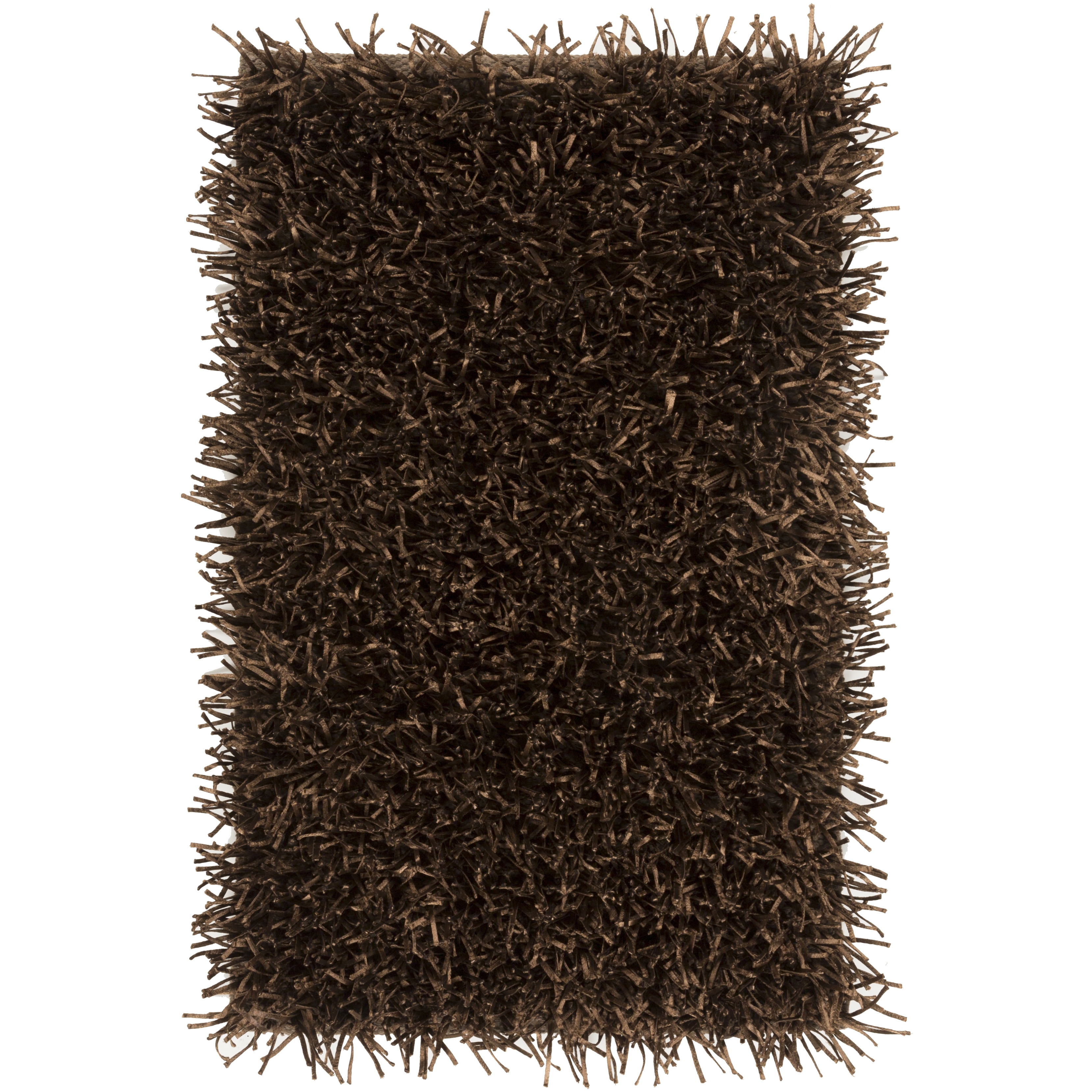 Hand woven Brown Shag Polyester Rug (208 X 311)