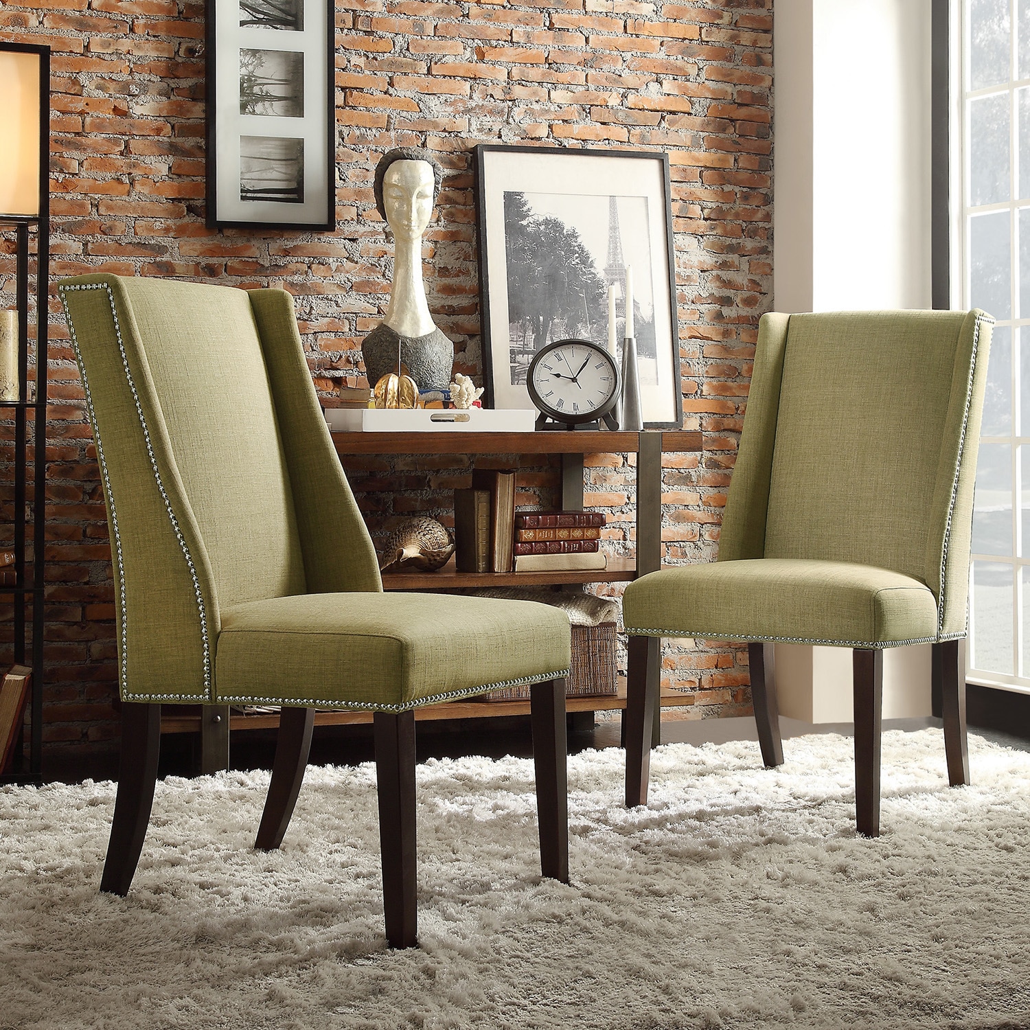 Inspire Q Geneva Yellow Linen Wingback Hostess Chairs (set Of 2)