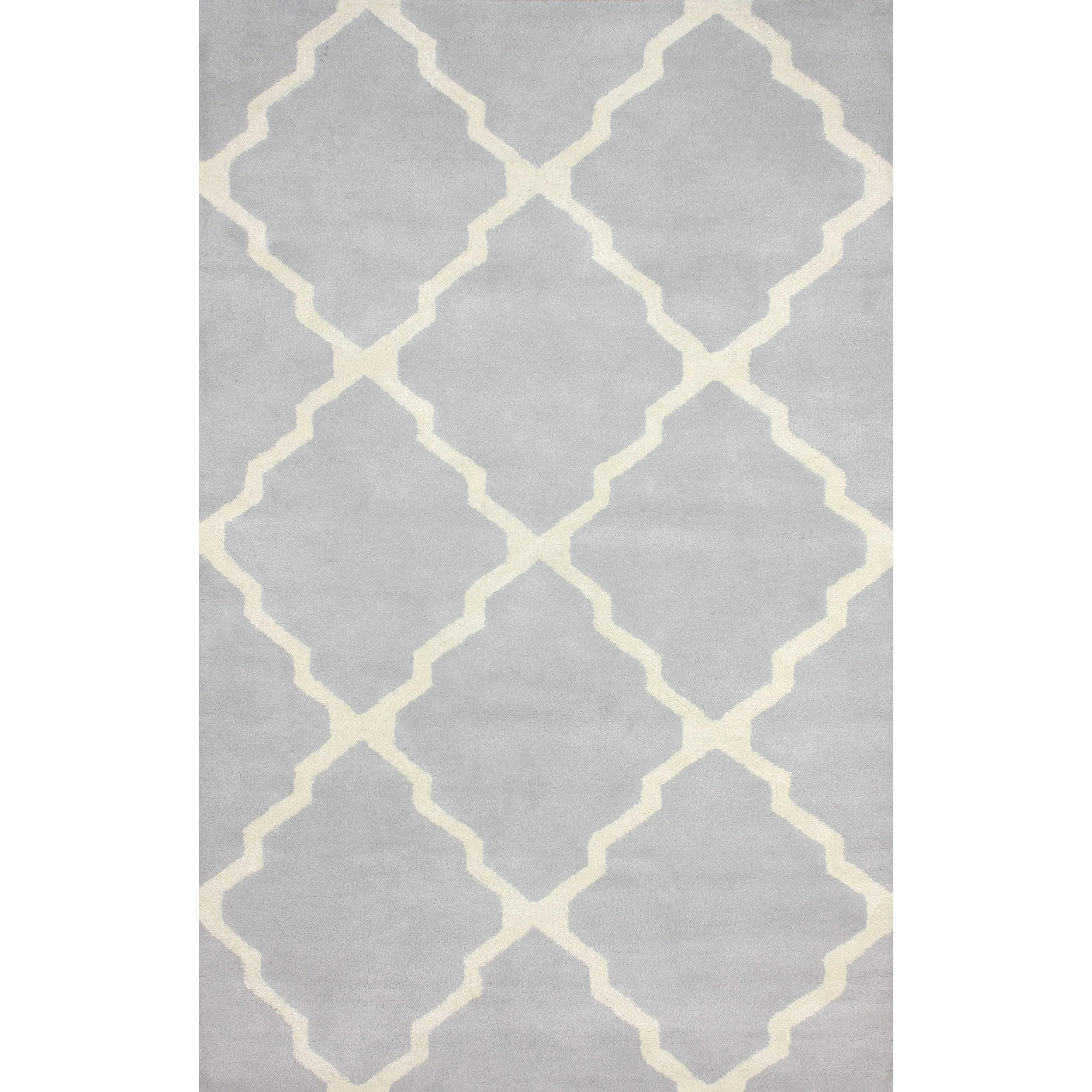 Nuloom Handmade New Zealand Wool/ Viscose Grey Trellis Lattice Rug (5 X 8)