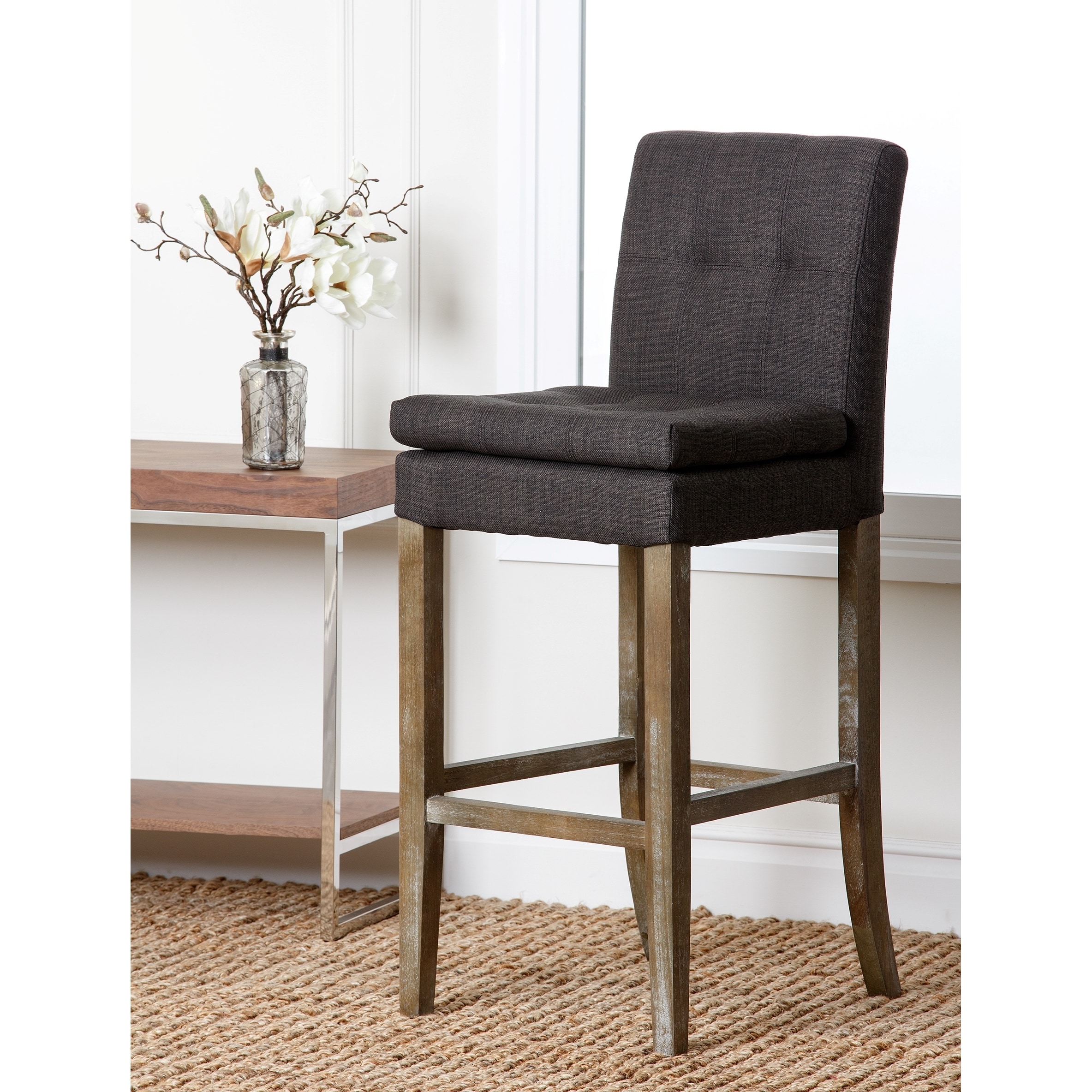 Shop Abbyson Colin Grey Linen Bar Stool - Free Shipping Today ...