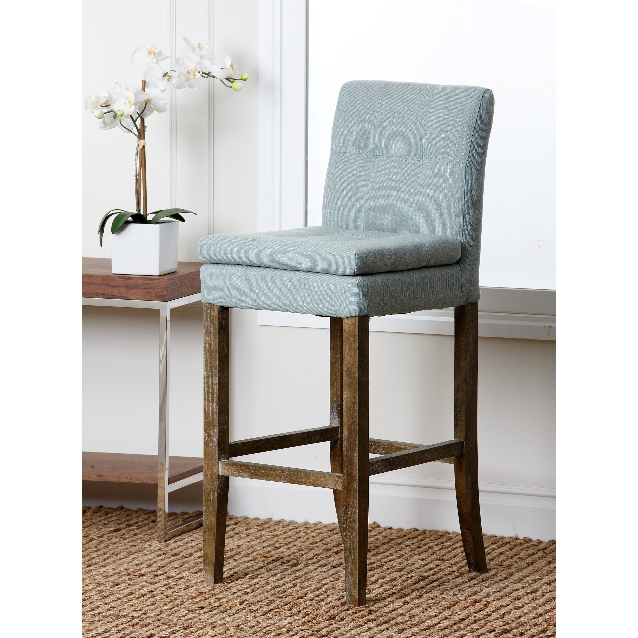 Abbyson Living Colin Light Blue Linen Bar Stool