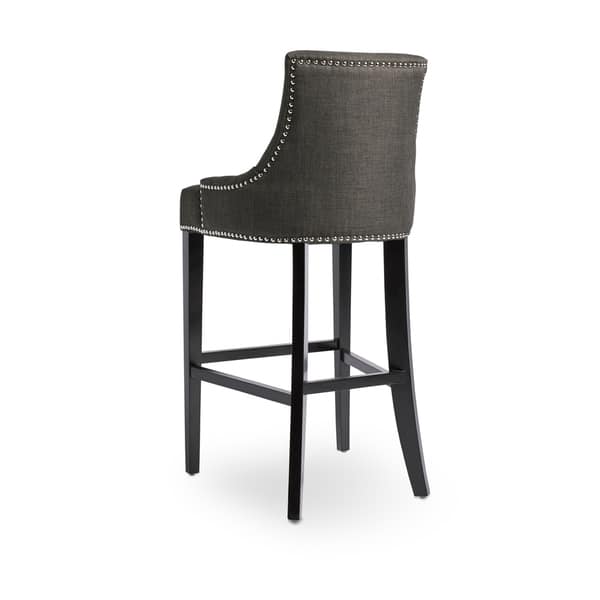 Abbyson Newport 30 Inch Grey Fabric Nailhead Trim Bar Stool Overstock 8581552