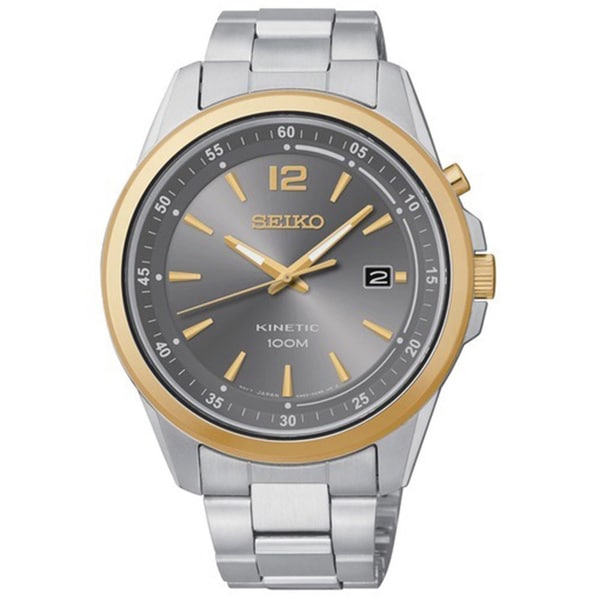 Seiko Men's Kinetic Grey Dial Stainless Steel Two Tone Watch Seiko Men's Seiko Watches