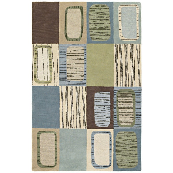 Hand-tufted Lawrence Multi Blue Dimensions Wool Rug - 2' x 3'