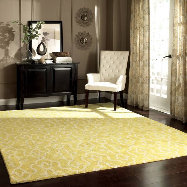 nuLOOM Handmade Yellow/ Ivory Transitional Lattice Wool Rug (5' x 8