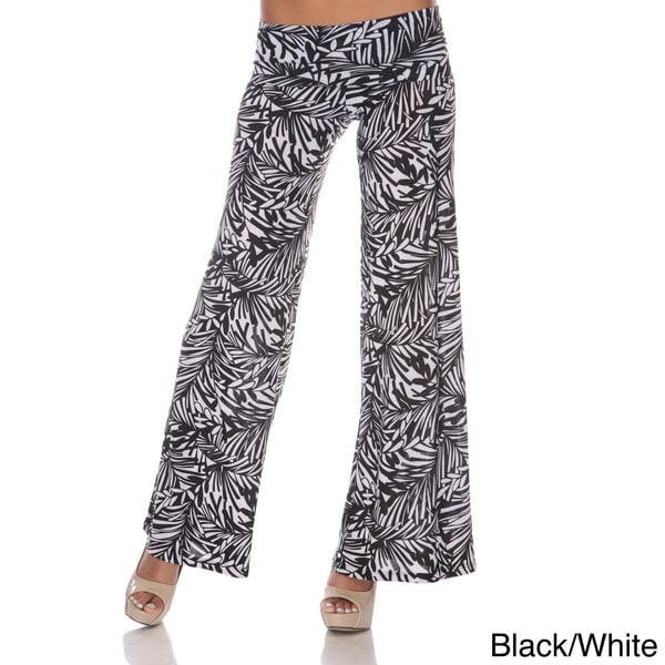 White Mark Women's Hype Print Wide Leg Pants Casual Pants