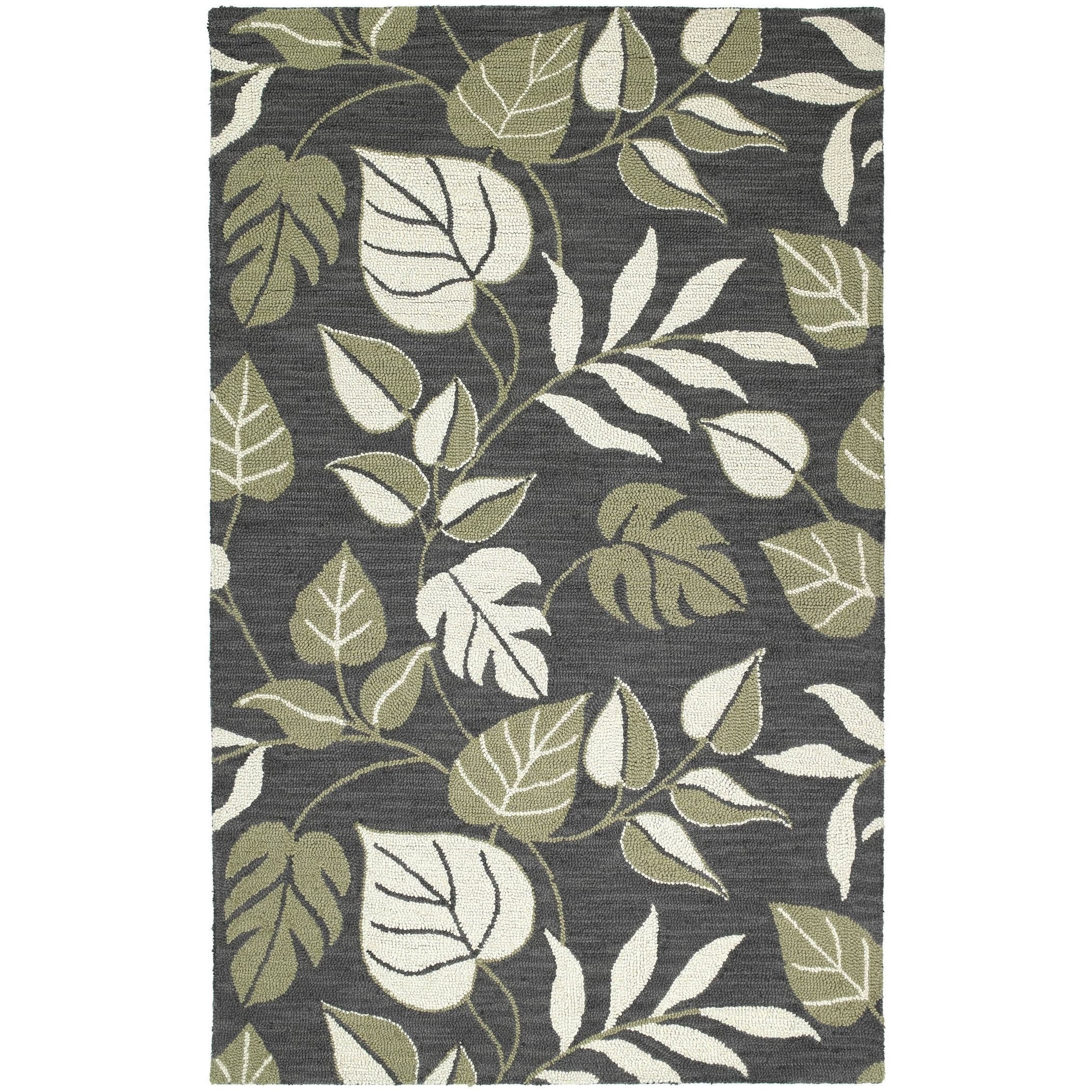 Hand tufted Lawrence Dark Grey Floral Wool Rug (2 X 3)