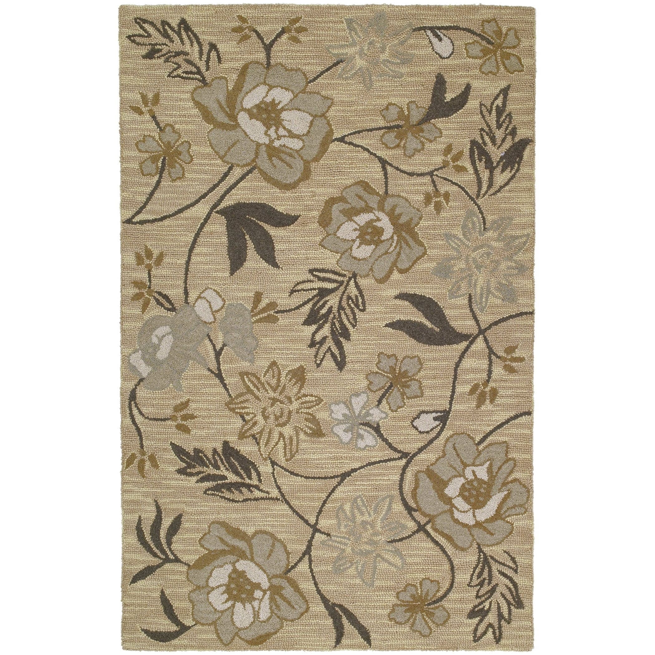 Hand tufted Lawrence Wheat Floral Wool Rug (3 X 5)