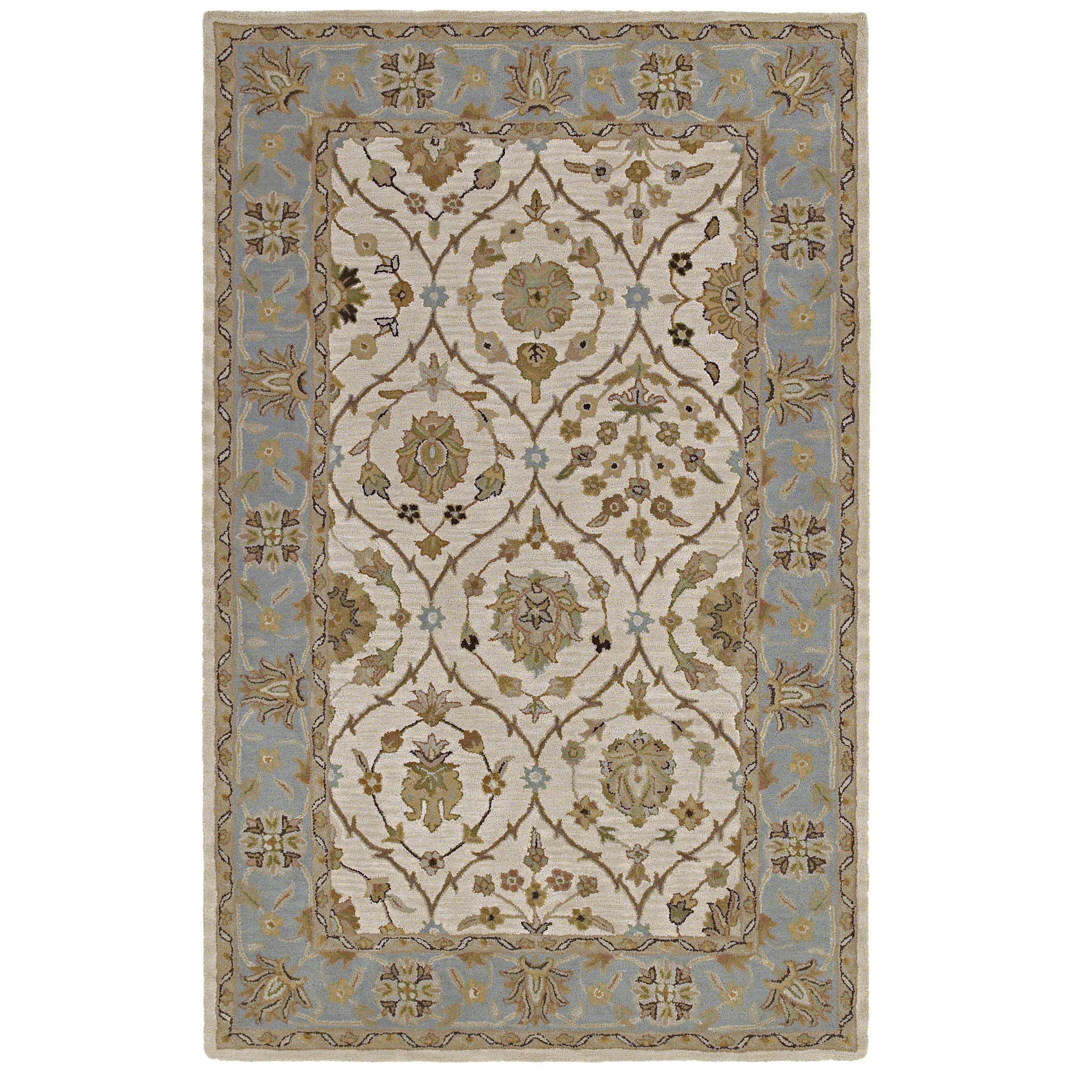 Hand tufted Lawrence Light Blue Arabesque Wool Rug (8 X 11)