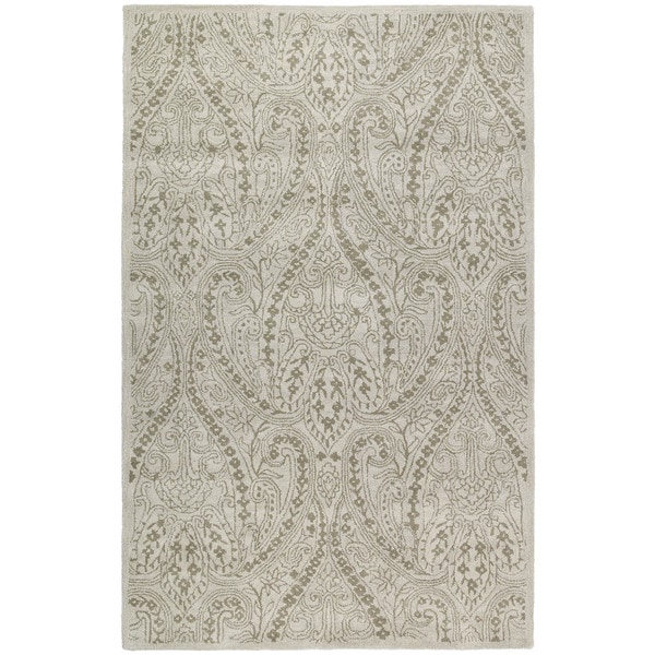 Lawrence Beige Damask Hand tufted Wool Rug (8' x 11') 7x9   10x14 Rugs