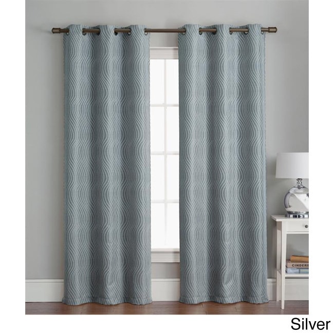 Grommet 84 Inch Textured Curtain Panel Pair