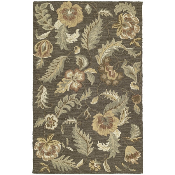 Lawrence Mocha Floral Hand-tufted Wool Rug (9'6 x 13')