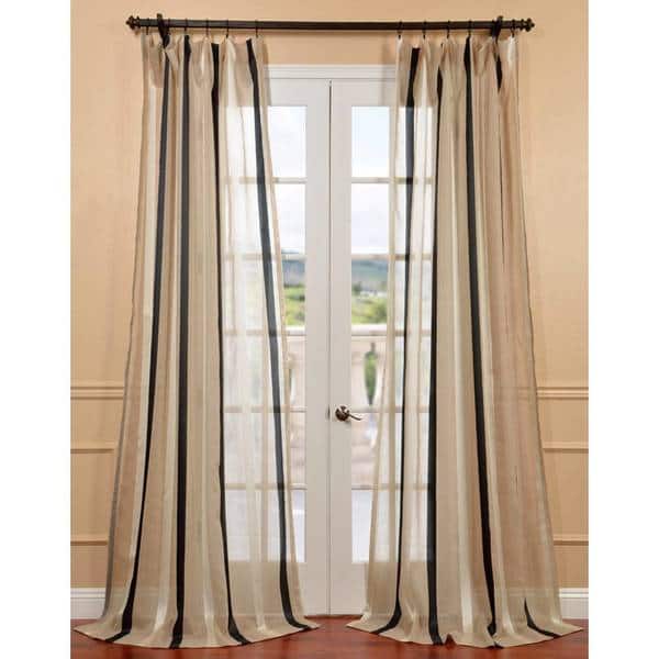 Shop Exclusive Fabrics Natural Linen Blend Stripe Sheer Curtain