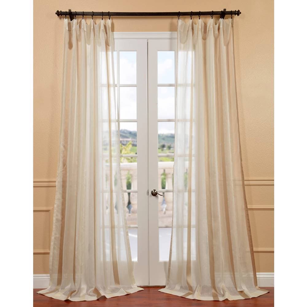 Carlton Cr??me Linen Blend Stripe Sheer Curtain Panel