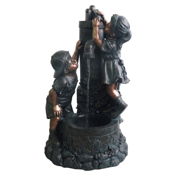 Pure Garden Boy and Girl Water Outdoor Fountain   15855801  