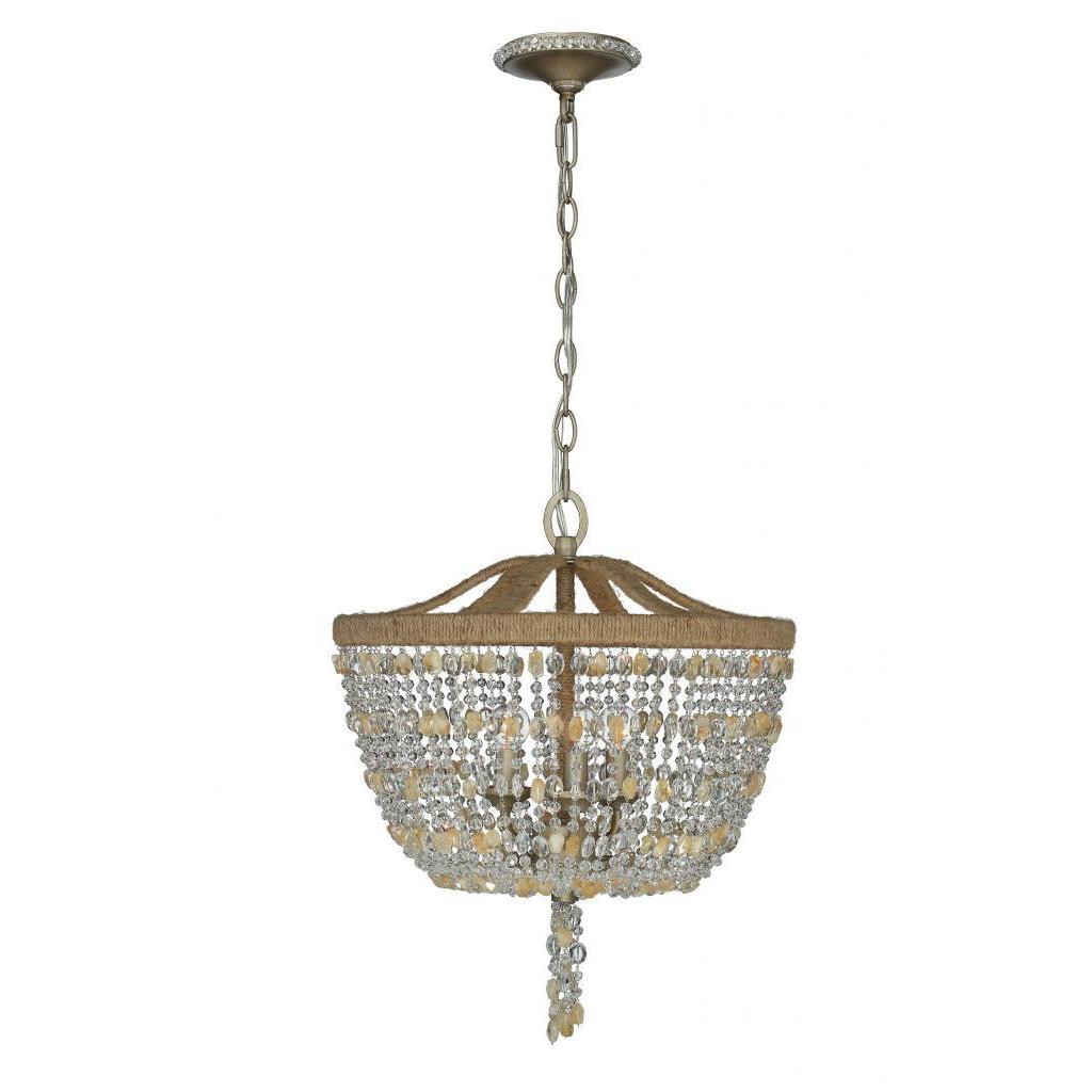 Eva Collection 3 light Burnished Silvertone Chandelier