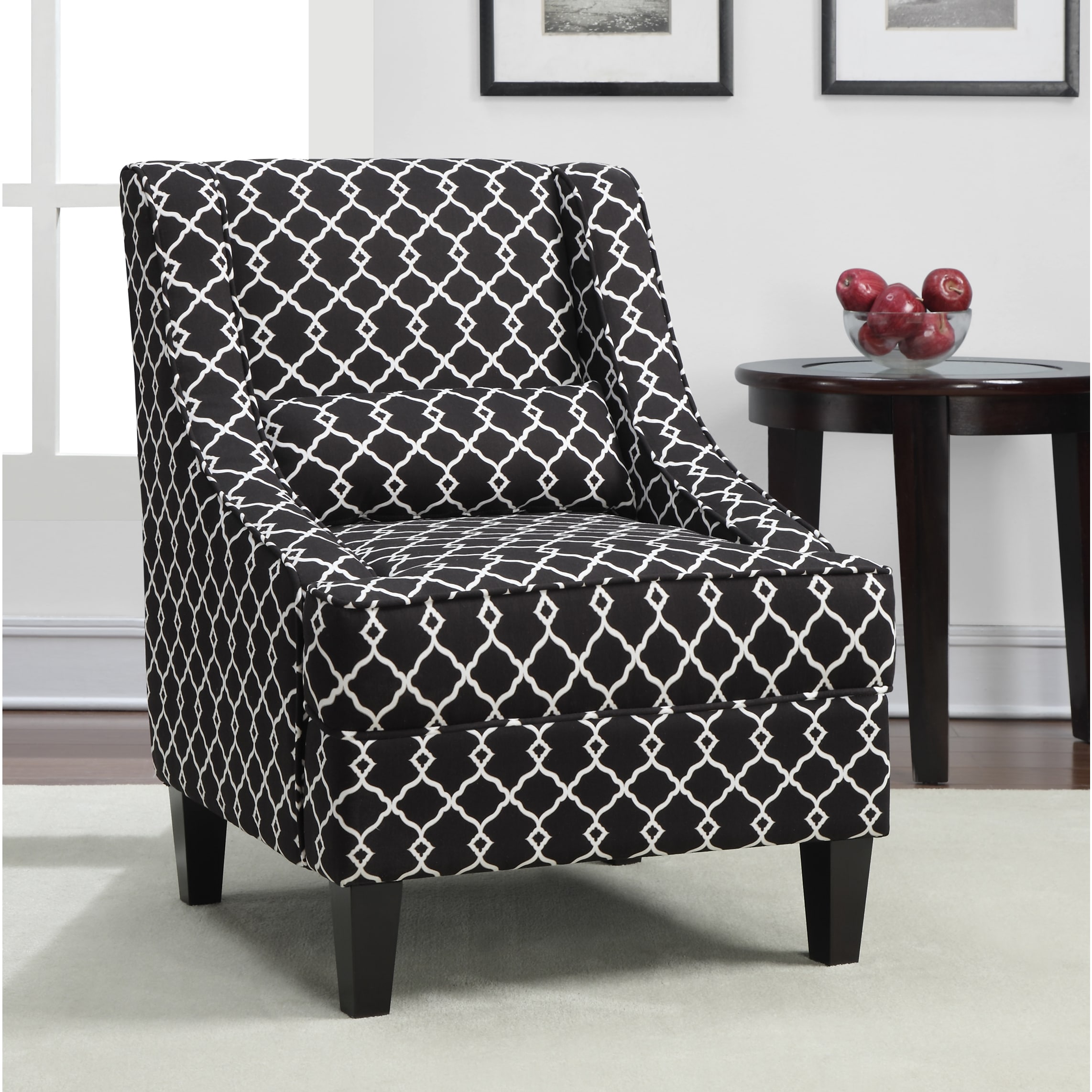 Jenny Slope Black/ Ivory Geometric Print Upholstery Arm Chair