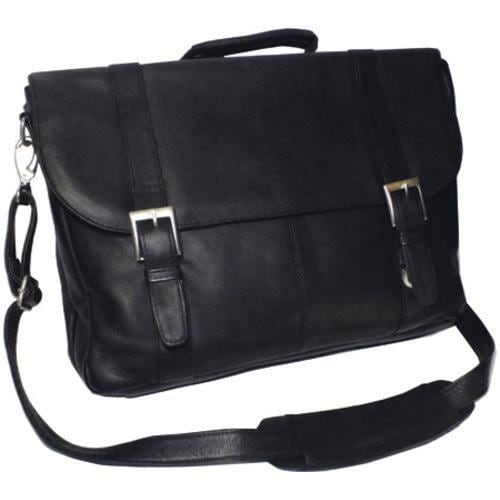 Royce Leather Vaquetta Triple Compartment Laptop Briefcase Black