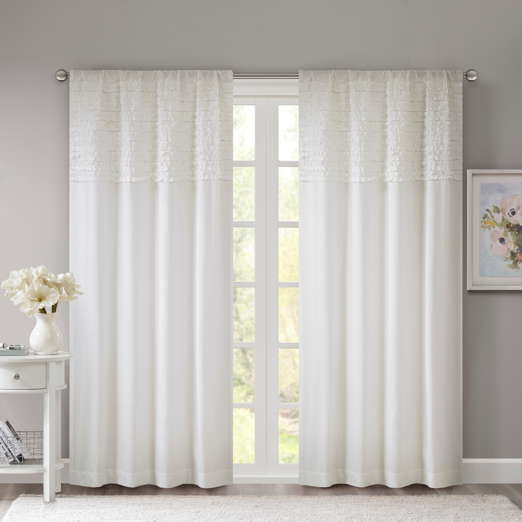 Madison Park Kylie 84 inch Horizontal Ruffle Flippable Curtain Panel