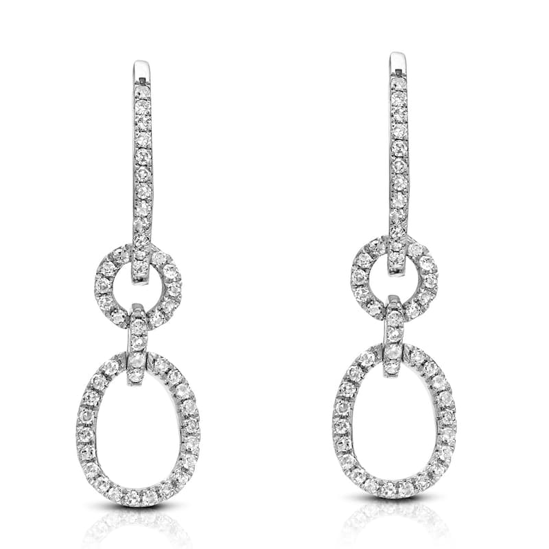 Auriya 3/8ctw Contemporary Diamond Drop Earrings 14k White Gold (H-I, SI1-SI2)
