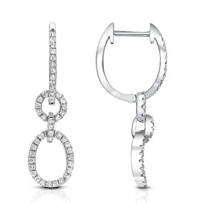 Auriya 3/8ctw Contemporary Diamond Drop Earrings 14k White Gold (H-I, SI1-SI2)