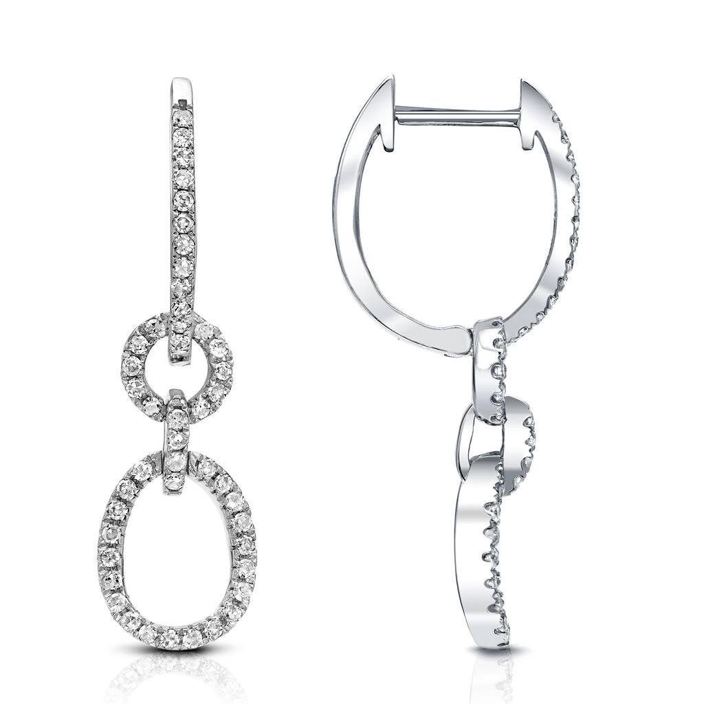 Auriya 3/8ctw Contemporary Diamond Drop Earrings 14k White Gold (H-I, SI1-SI2)