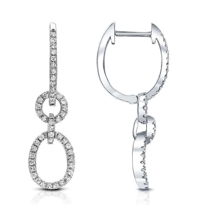 Auriya 3/8ctw Contemporary Diamond Drop Earrings 14k White Gold (H-I, SI1-SI2)